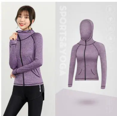 Women's Hooded Zipper Cardigan for Gym and Running
