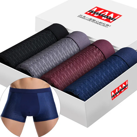 Men's Breathable Ice Silk Boxers 4 Pairs