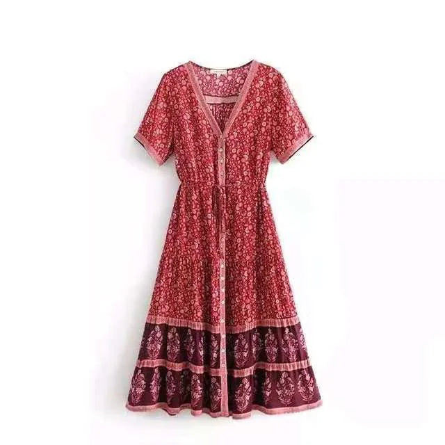 Bohemian Floral Maxi Dress for Autumn Women’s Wear