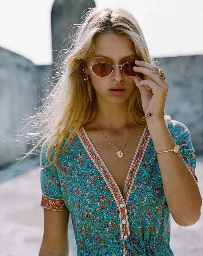 Bohemian Floral Maxi Dress for Autumn Women’s Wear