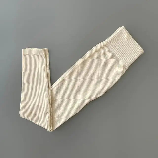 High Waist Ribbed Yoga Pants for Women