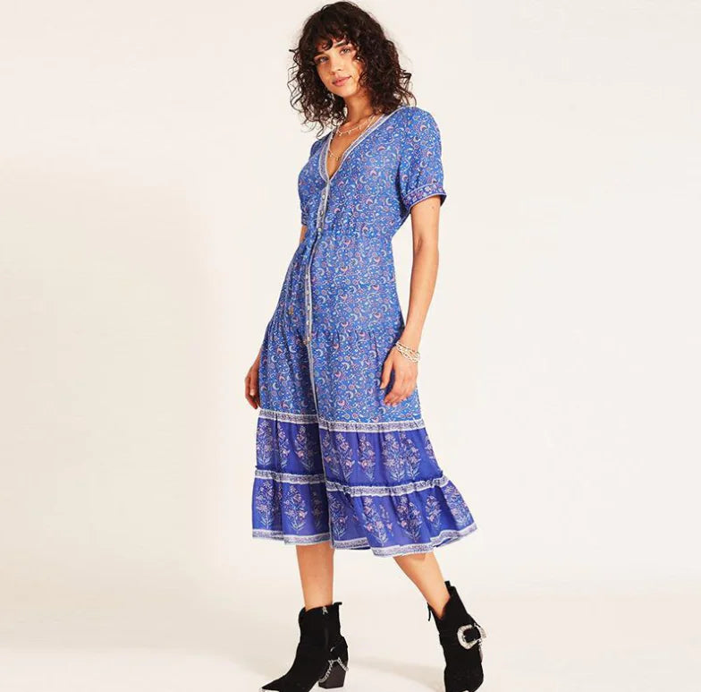 Bohemian Floral Maxi Dress for Autumn Women’s Wear