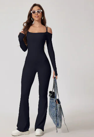Women's Yoga Jumpsuit with Flared Pants (One Piece)