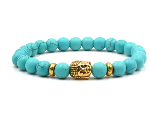 Buddha Head Stone Hip Hop Bracelet with Turquoise