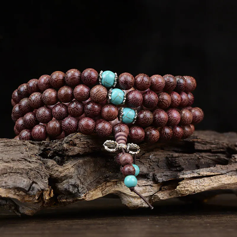 Purple Sandalwood Buddha Beads Wooden Bracelet with Spacers