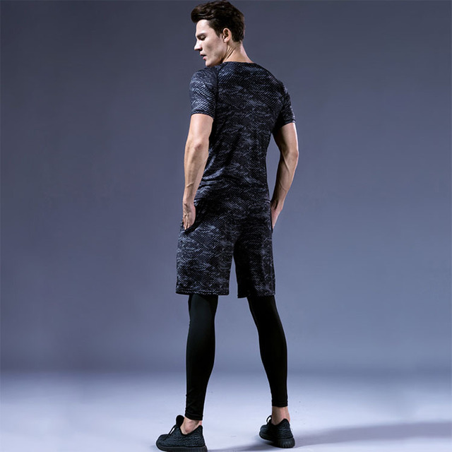 Men's Summer Printed Sports Set - Quick-Dry Fitness Wear