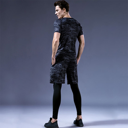 Men's Summer Printed Sports Set - Quick-Dry Fitness Wear