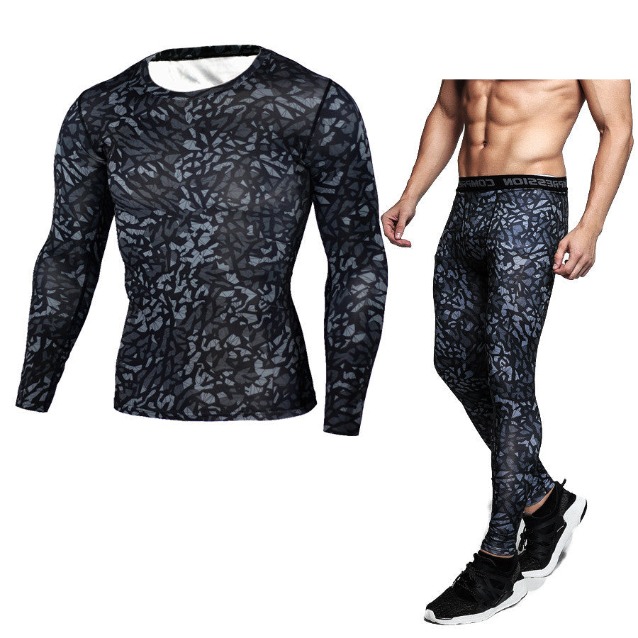 Men's Long Sleeve T-Shirt & Camouflage Fitness Set