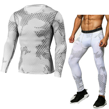 Men's Long Sleeve T-Shirt & Camouflage Fitness Set