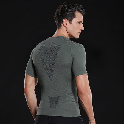 Men's Seamless Honeycomb Fitted Sports T-Shirt