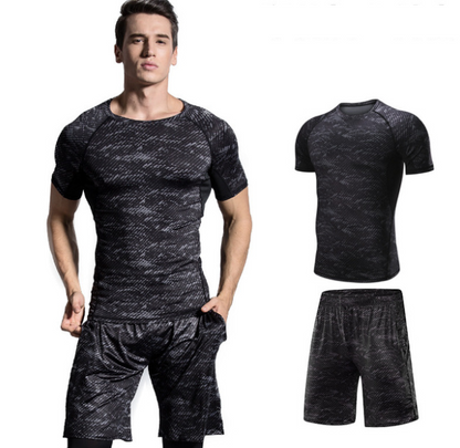 Men's Summer Printed Sports Set - Quick-Dry Fitness Wear