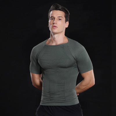 Men's Seamless Honeycomb Fitted Sports T-Shirt