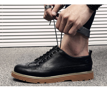 Men's Brogue Casual Sneakers - English Style Leather Shoes