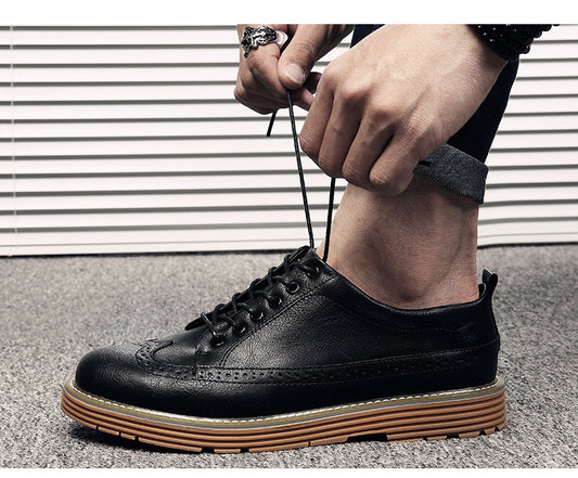 Men's Brogue Casual Sneakers - English Style Leather Shoes