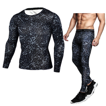 Men's Long Sleeve T-Shirt & Camouflage Fitness Set