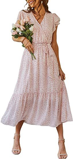 Women's V-neck Short Sleeve Floral Dress
