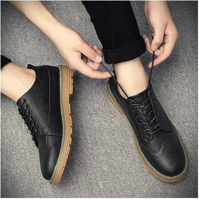 Men's Brogue Casual Sneakers - English Style Leather Shoes