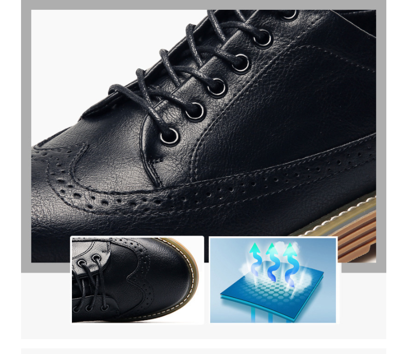 Men's Brogue Casual Sneakers - English Style Leather Shoes