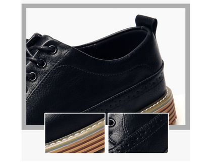 Men's Brogue Casual Sneakers - English Style Leather Shoes