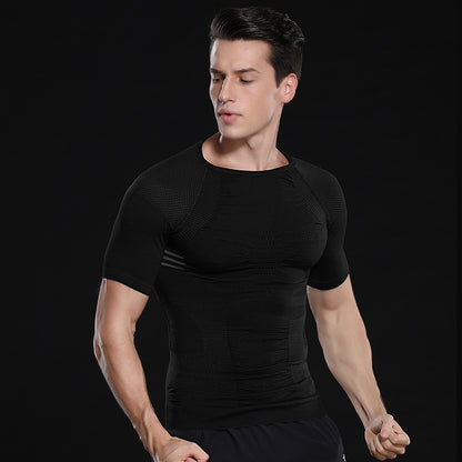 Men's Seamless Honeycomb Fitted Sports T-Shirt