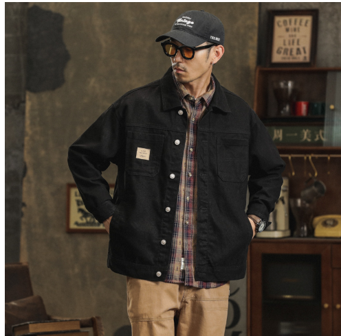 Men's Cotton Lapel Vintage Cargo Jacket Spring 2026