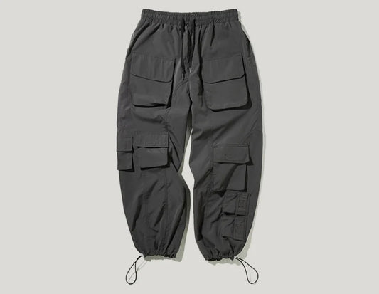 Men's Drawstring Cargo Pants with Multiple Pockets