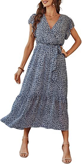 Women's V-neck Short Sleeve Floral Dress