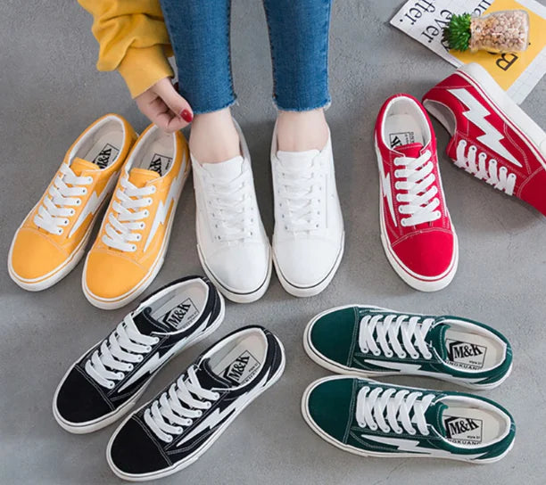 Flat Sports Canvas Shoes - Red Women's Sneakers