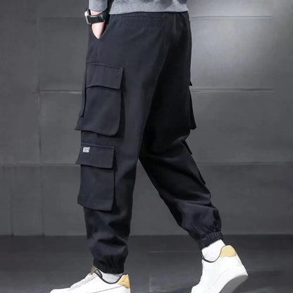 Men's Loose Cargo Pants with Drawstring and Pockets