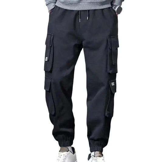 Men's Loose Cargo Pants with Drawstring and Pockets