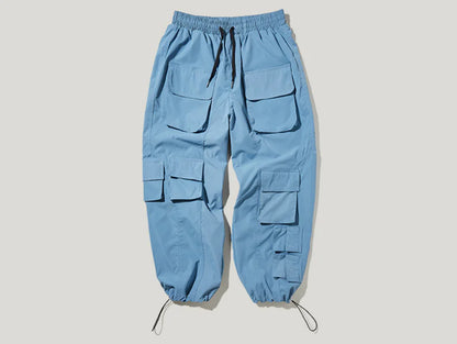 Men's Drawstring Cargo Pants with Multiple Pockets