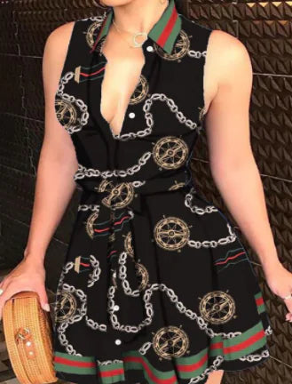 Women’s V-Neck Floral Tie Dress - Casual Sleepwear