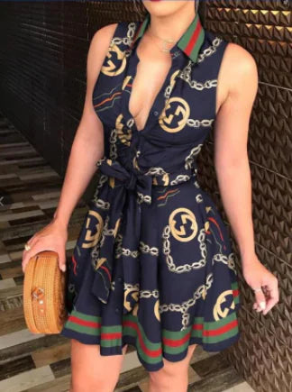 Women’s V-Neck Floral Tie Dress - Casual Sleepwear