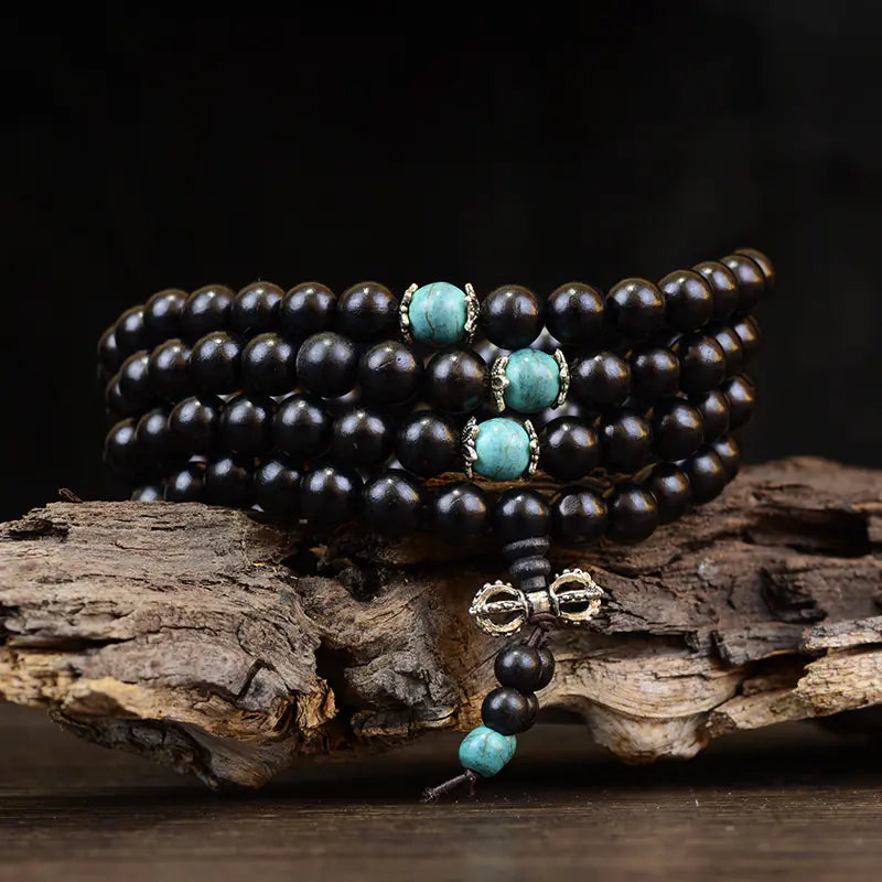 Purple Sandalwood Buddha Beads Wooden Bracelet with Spacers
