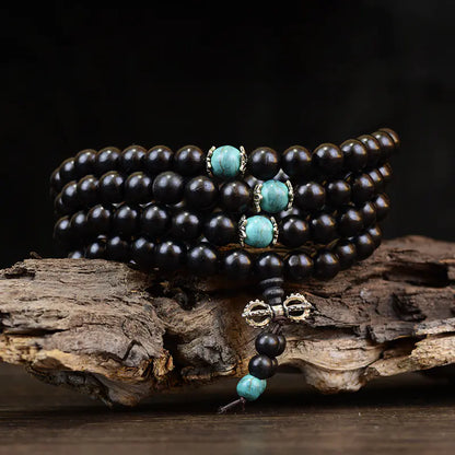Purple Sandalwood Buddha Beads Wooden Bracelet with Spacers