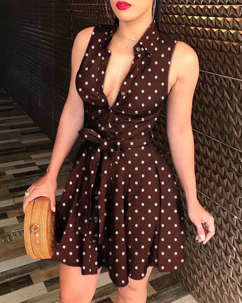 Women’s V-Neck Floral Tie Dress - Casual Sleepwear