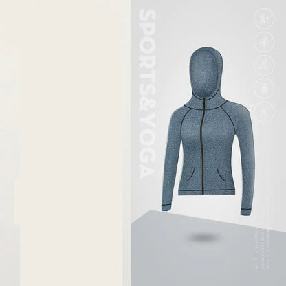 Women's Hooded Zipper Cardigan for Gym and Running