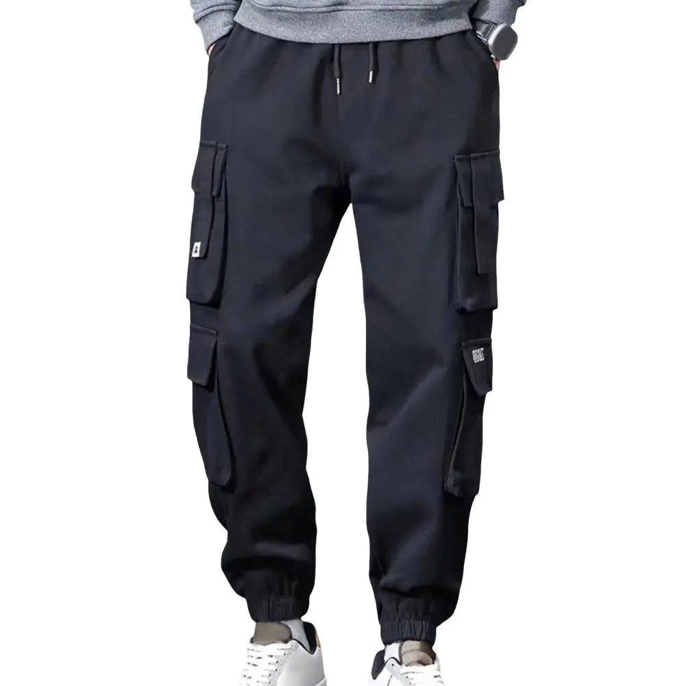 Men's Loose Cargo Pants with Drawstring and Pockets