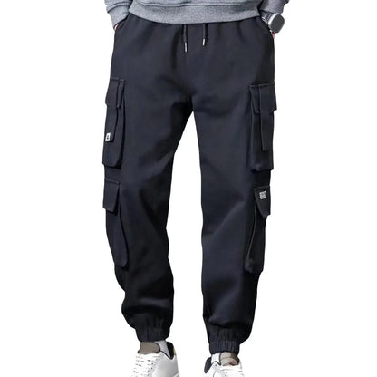 Men's Loose Cargo Pants with Drawstring and Pockets