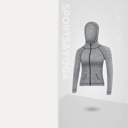 Women's Hooded Zipper Cardigan for Gym and Running