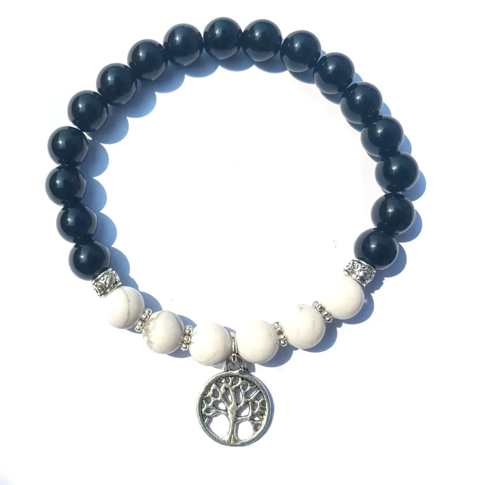 Black Agate Buddha Bead Energy Stone Bracelet