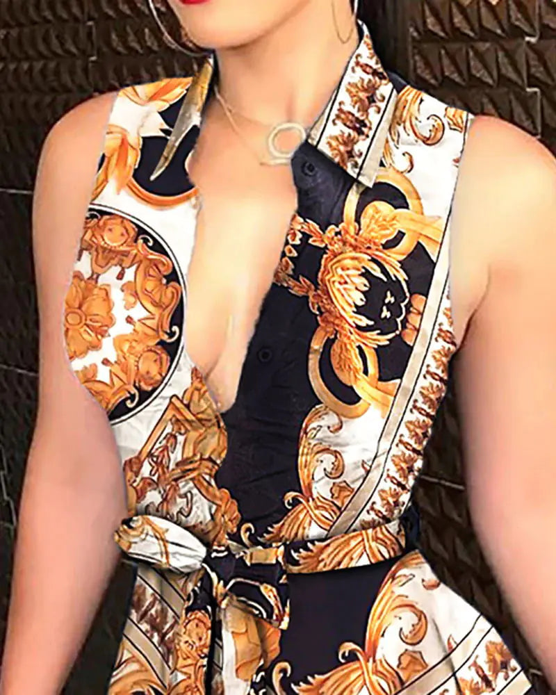 Women’s V-Neck Floral Tie Dress - Casual Sleepwear