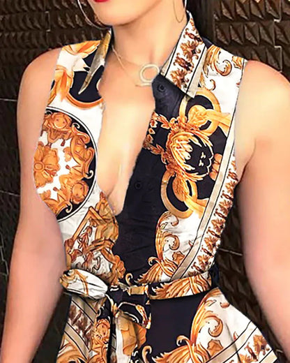 Women’s V-Neck Floral Tie Dress - Casual Sleepwear
