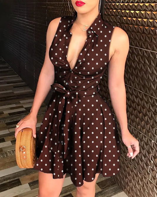 Women’s V-Neck Floral Tie Dress - Casual Sleepwear