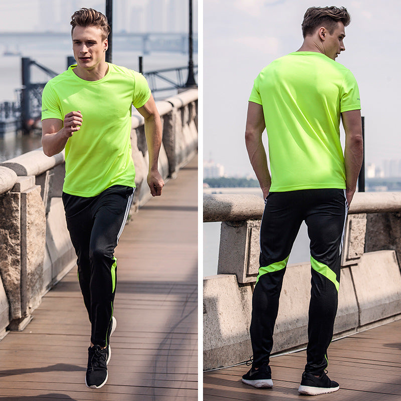 Men's Short Sleeve and Pants Sports Set for Gym