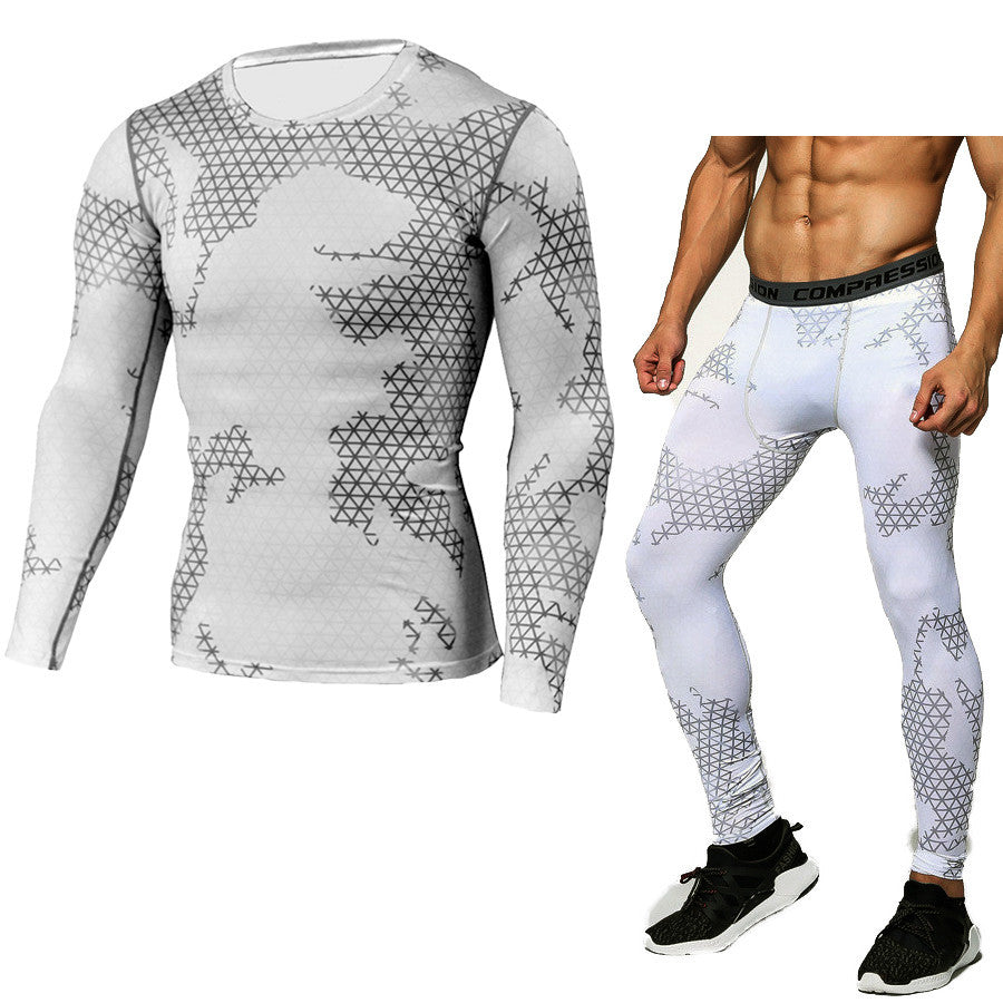 Men's Long Sleeve T-Shirt & Camouflage Fitness Set