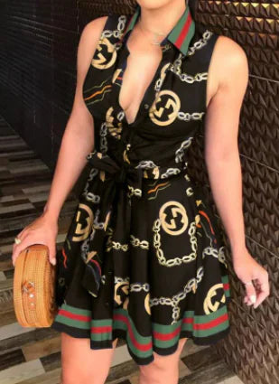 Women’s V-Neck Floral Tie Dress - Casual Sleepwear