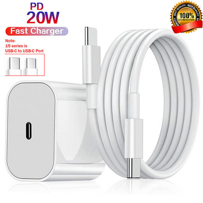 20W USB C Super Fast Charger PD To Type C Cable For iPhone 15 iPad Plus Pro Max