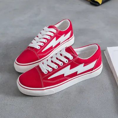 Flat Sports Canvas Shoes - Red Women's Sneakers