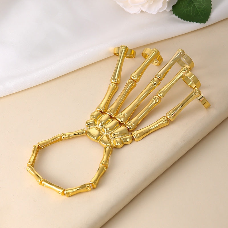 Fashionable Halloween Skeleton Stretch Bracelet & Ring